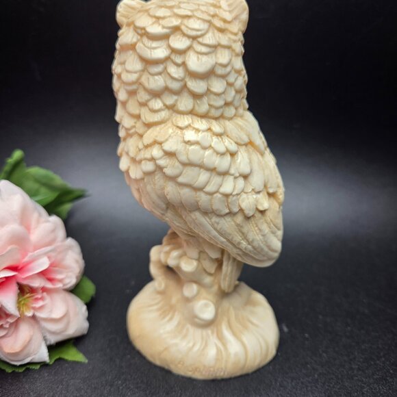Vintage Italian Owl Sculpture "A Santini" Resin Owl Classic Figure - Picture 5 of 13